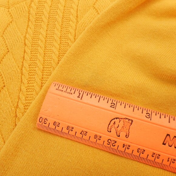 Talbots Women's size M Cotton Sweater Yellow V-Neck Long Sleeve Cable Knit - Picture 10 of 10